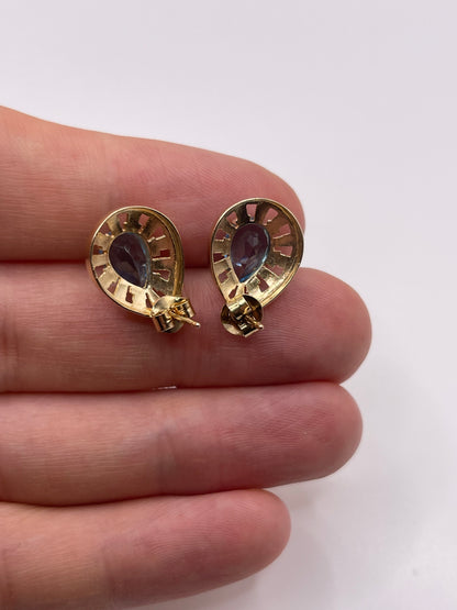 9ct gold blue topaz earrings
