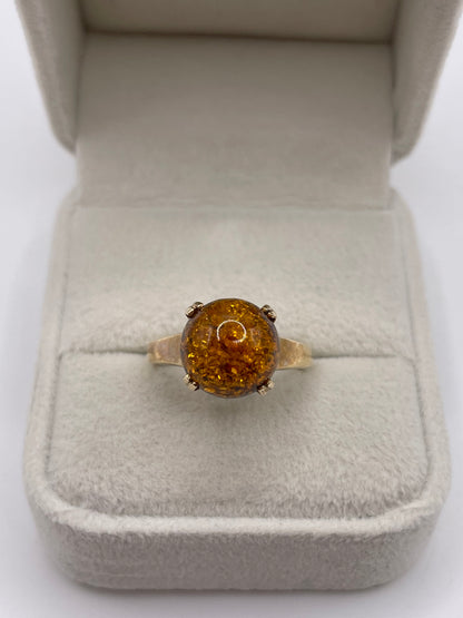 9ct gold amber ring
