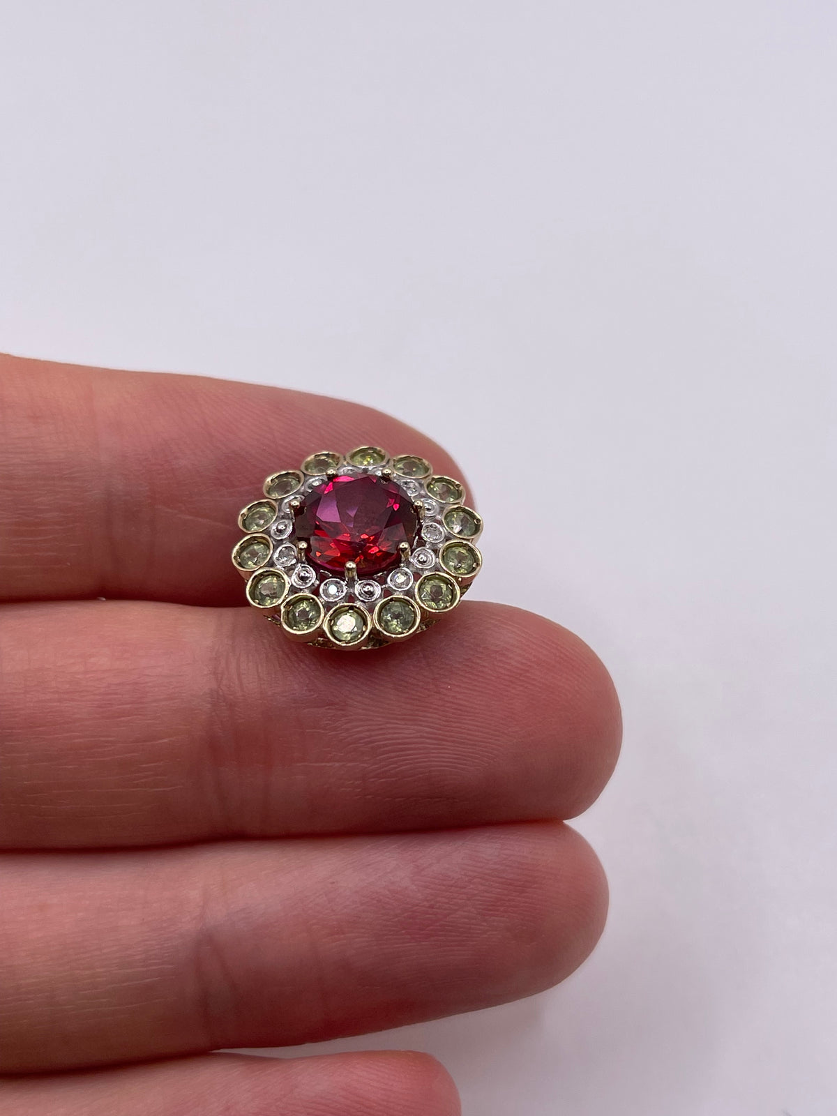 9ct gold topaz, quartz and diamonx pendant