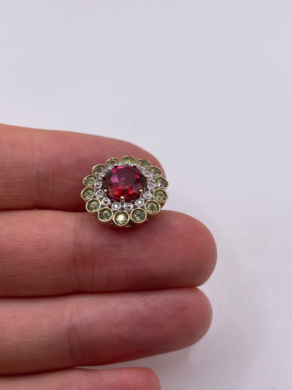 9ct gold topaz, quartz and diamonx pendant