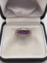 Load image into Gallery viewer, 9ct gold amethyst and diamond ring
