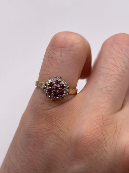 9ct gold ruby and diamond ring