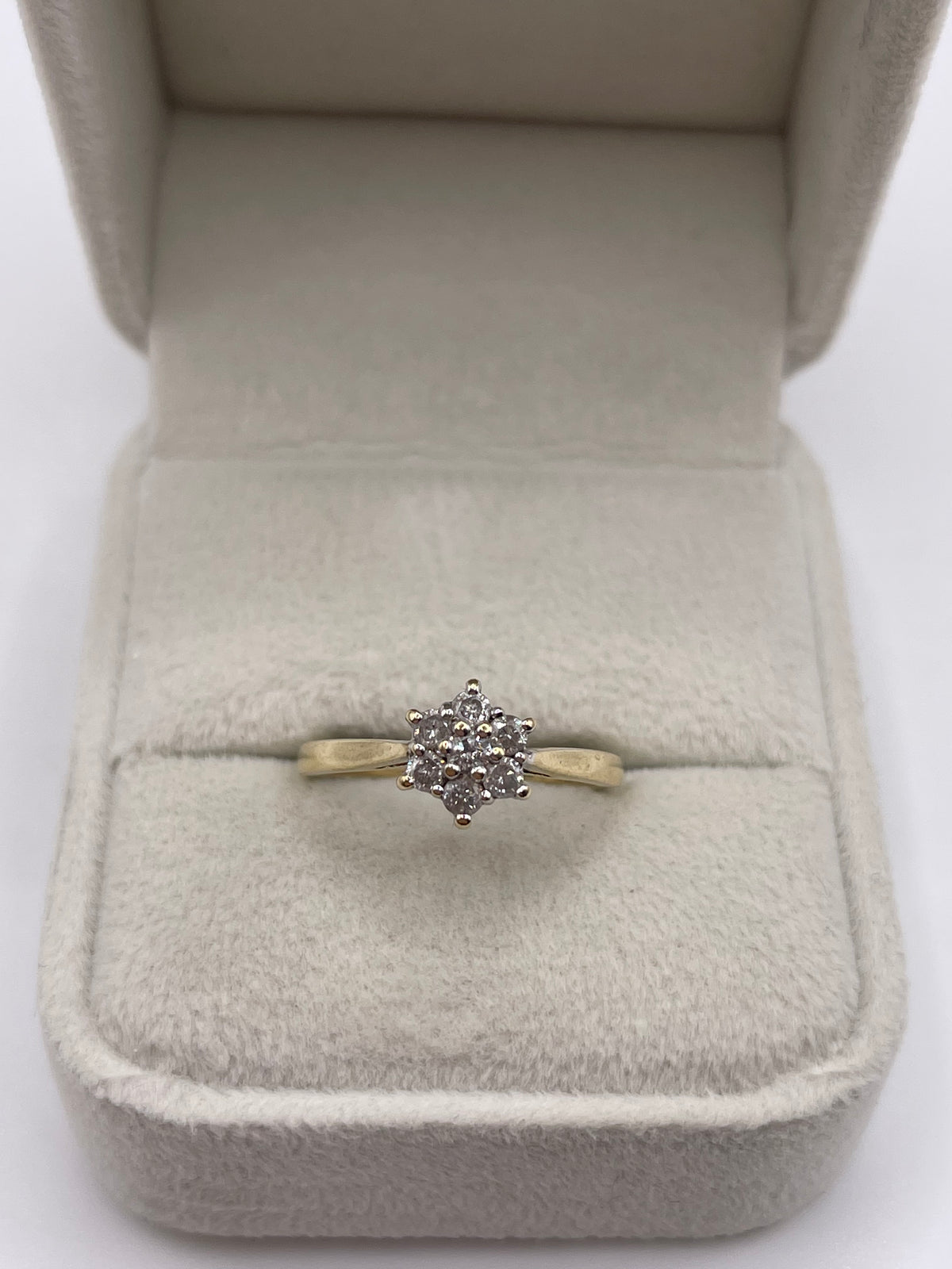 9ct gold 33 point diamond cluster ring