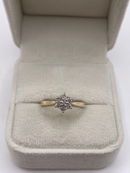 9ct gold 33 point diamond cluster ring