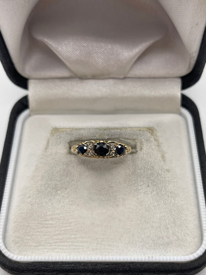 9ct gold sapphire and diamond ring
