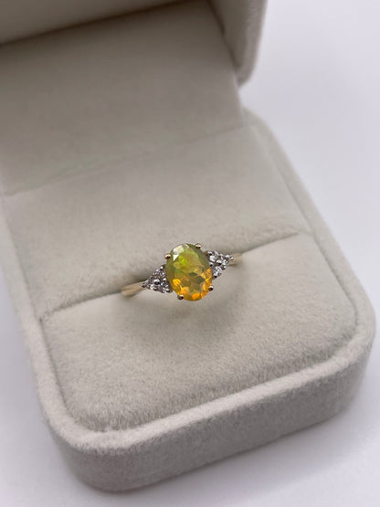 9ct gold opal and zircon ring
