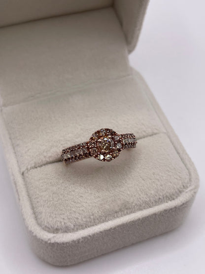 9ct rose gold diamond cluster ring