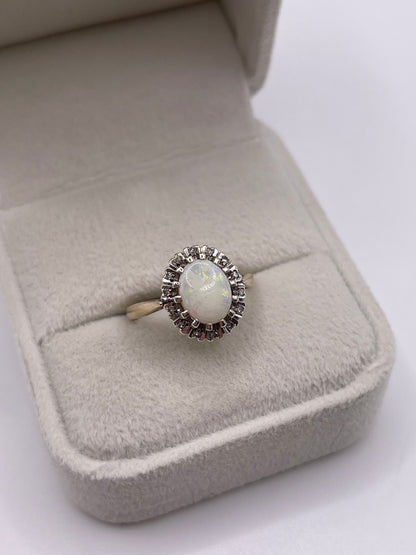 9ct gold opal and diamond ring