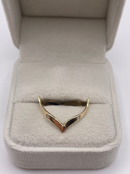 9ct gold diamond wishbone ring