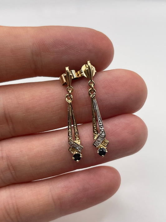 9ct gold sapphire and diamond earrings