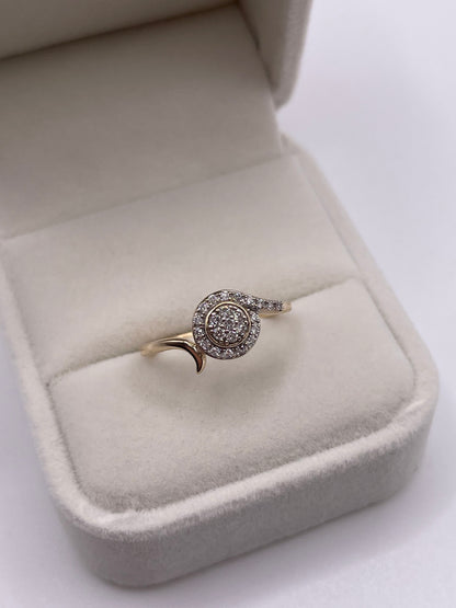 9ct gold diamond cluster ring
