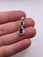 Load image into Gallery viewer, 9ct gold amethyst and diamond pendant
