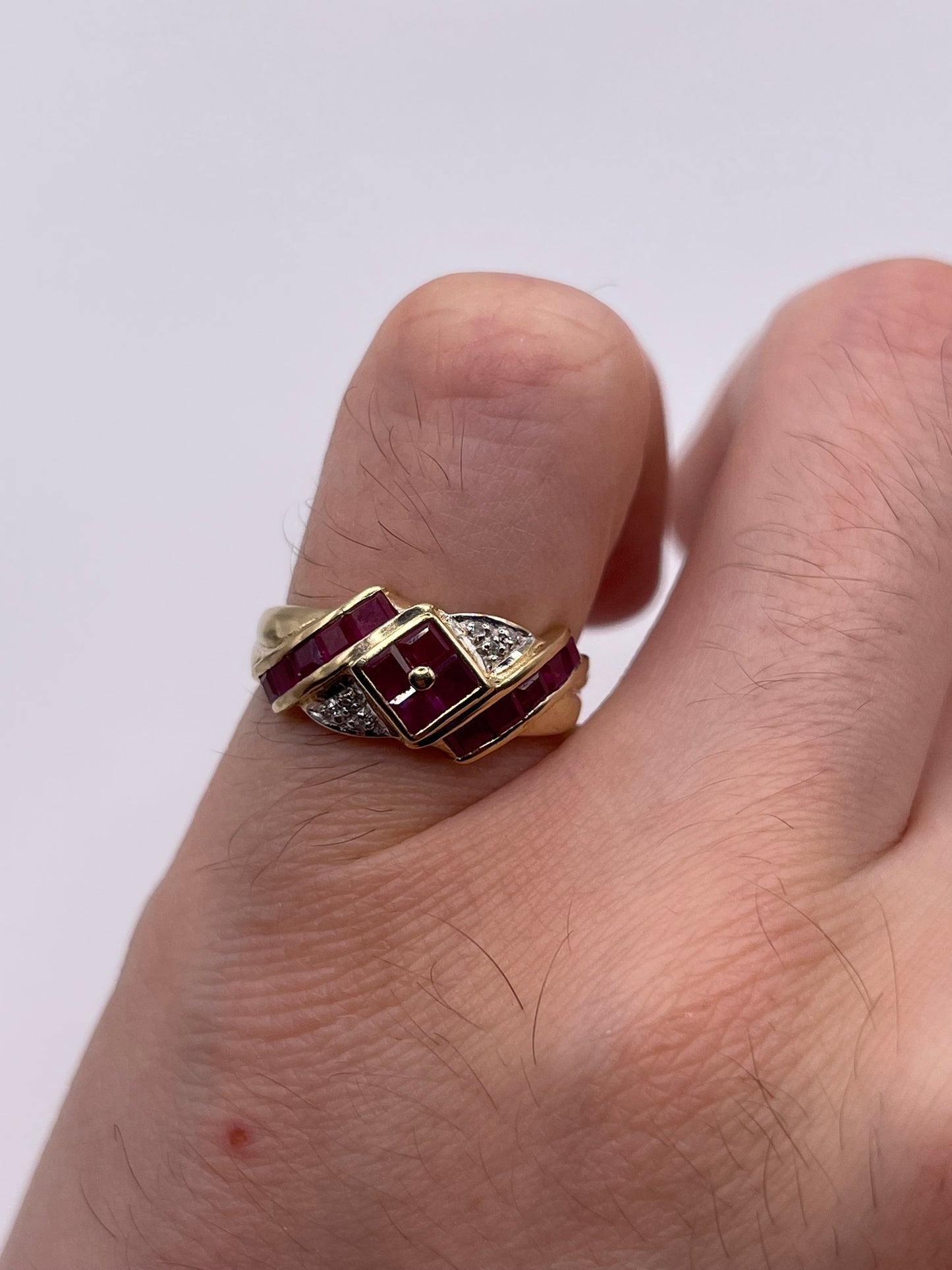 9ct gold ruby and diamond ring