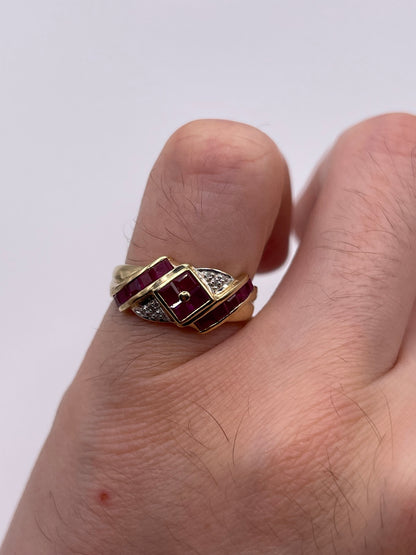 9ct gold ruby and diamond ring