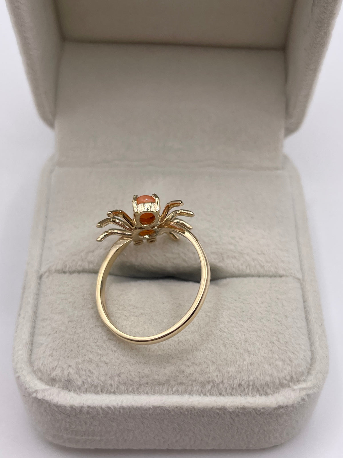 9ct gold coral and diamond spider ring