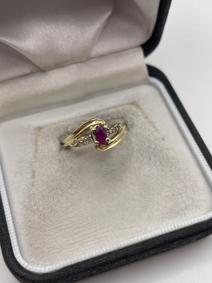 9ct gold ruby and diamond ring