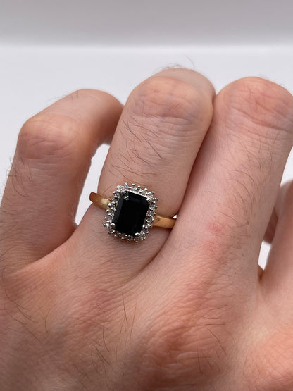 9ct gold sapphire and diamond ring