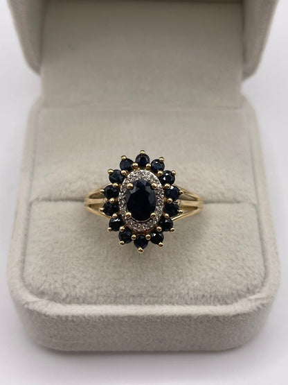 9ct gold sapphire and diamond ring
