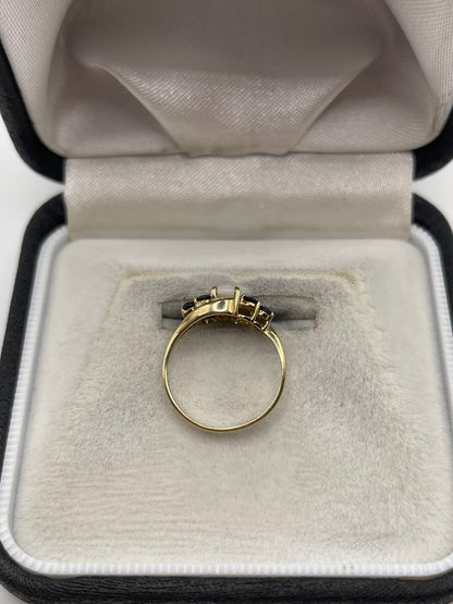 9ct gold opal and sapphire ring