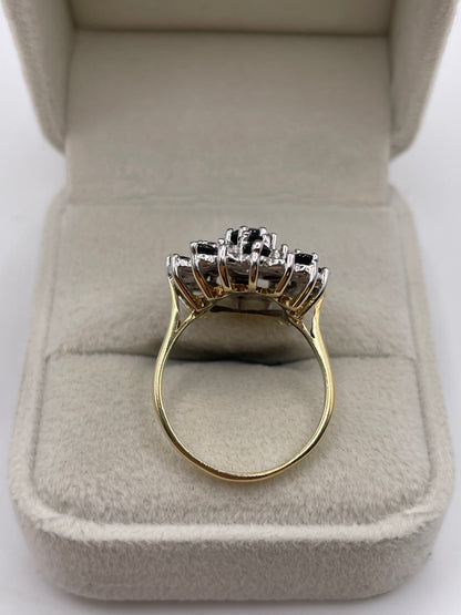 9ct gold sapphire and diamond ring