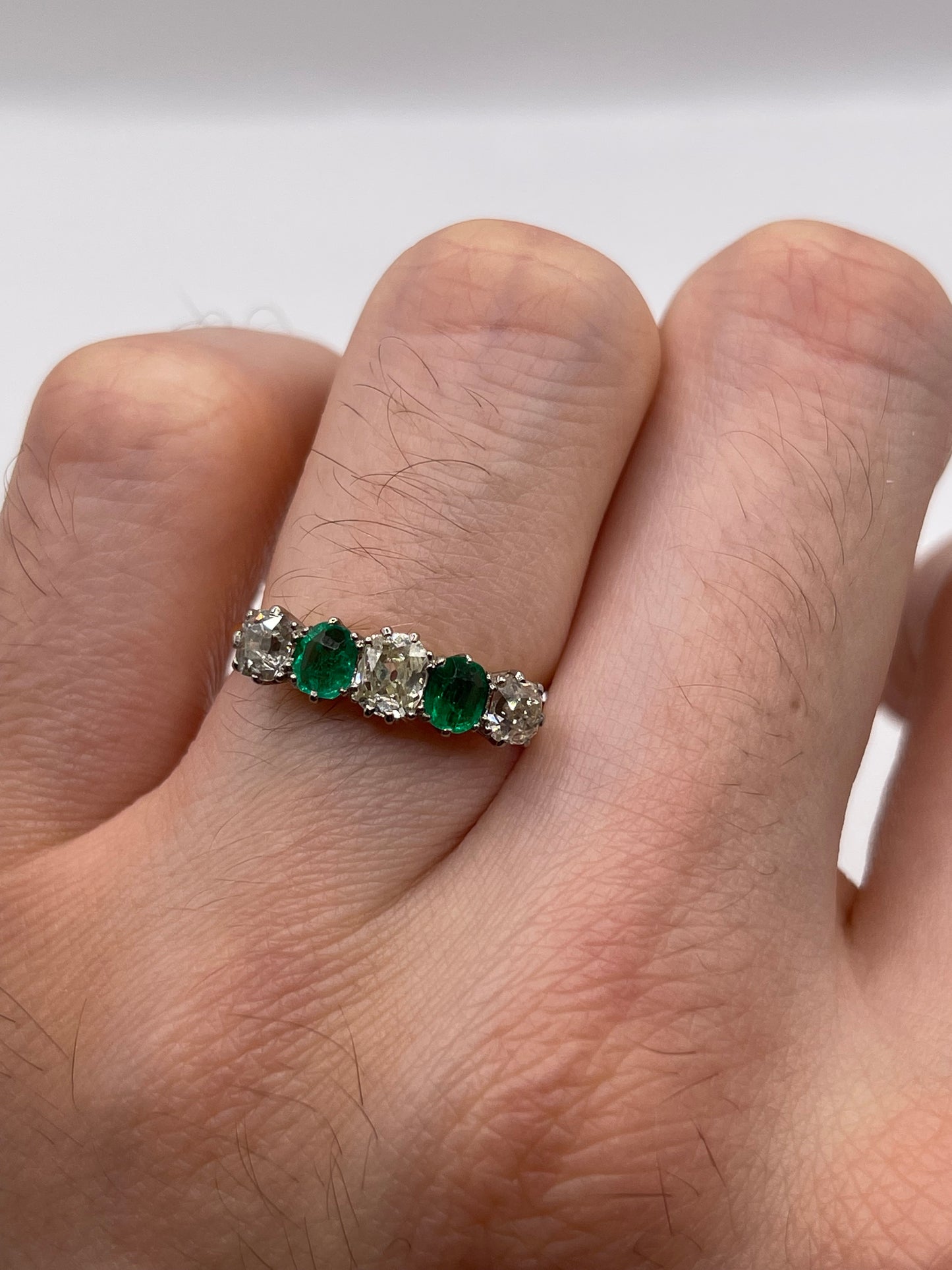 Antique 18ct gold emerald and diamond ring