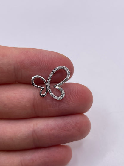 9ct white gold diamond butterfly pendant