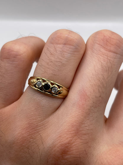 9ct gold sapphire and cz ring
