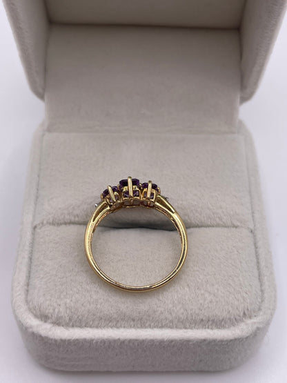 9ct gold amethyst and diamond ring