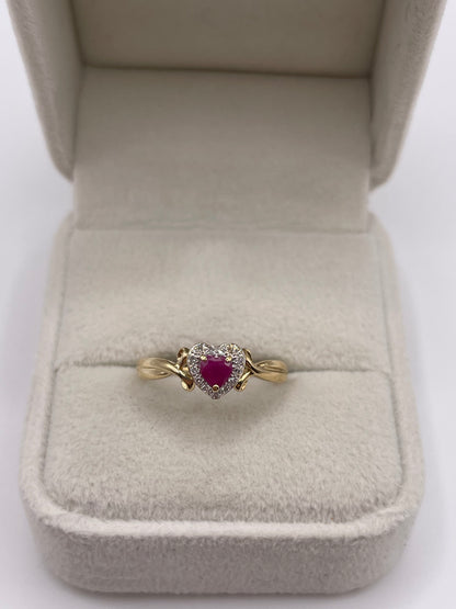 9ct gold ruby and diamond ring