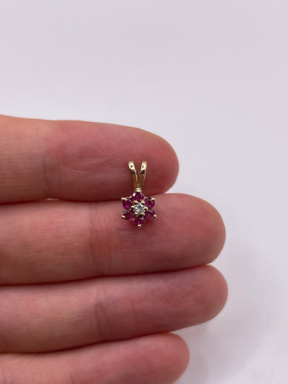 9ct gold ruby and diamond pendant