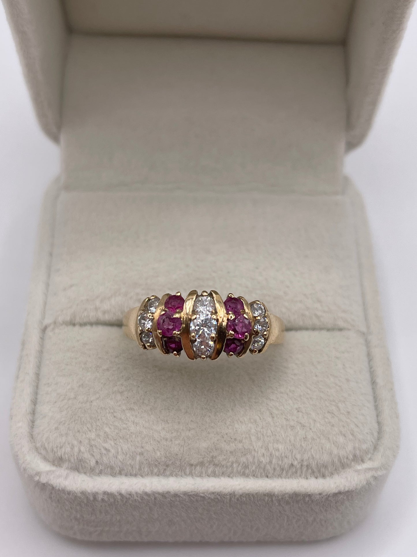 9ct gold ruby and cz ring