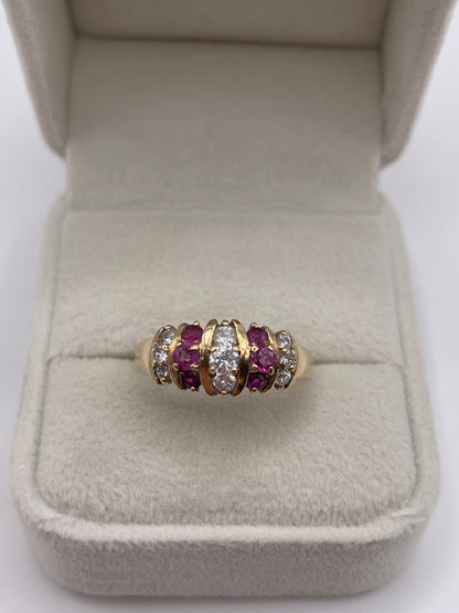 9ct gold ruby and cz ring