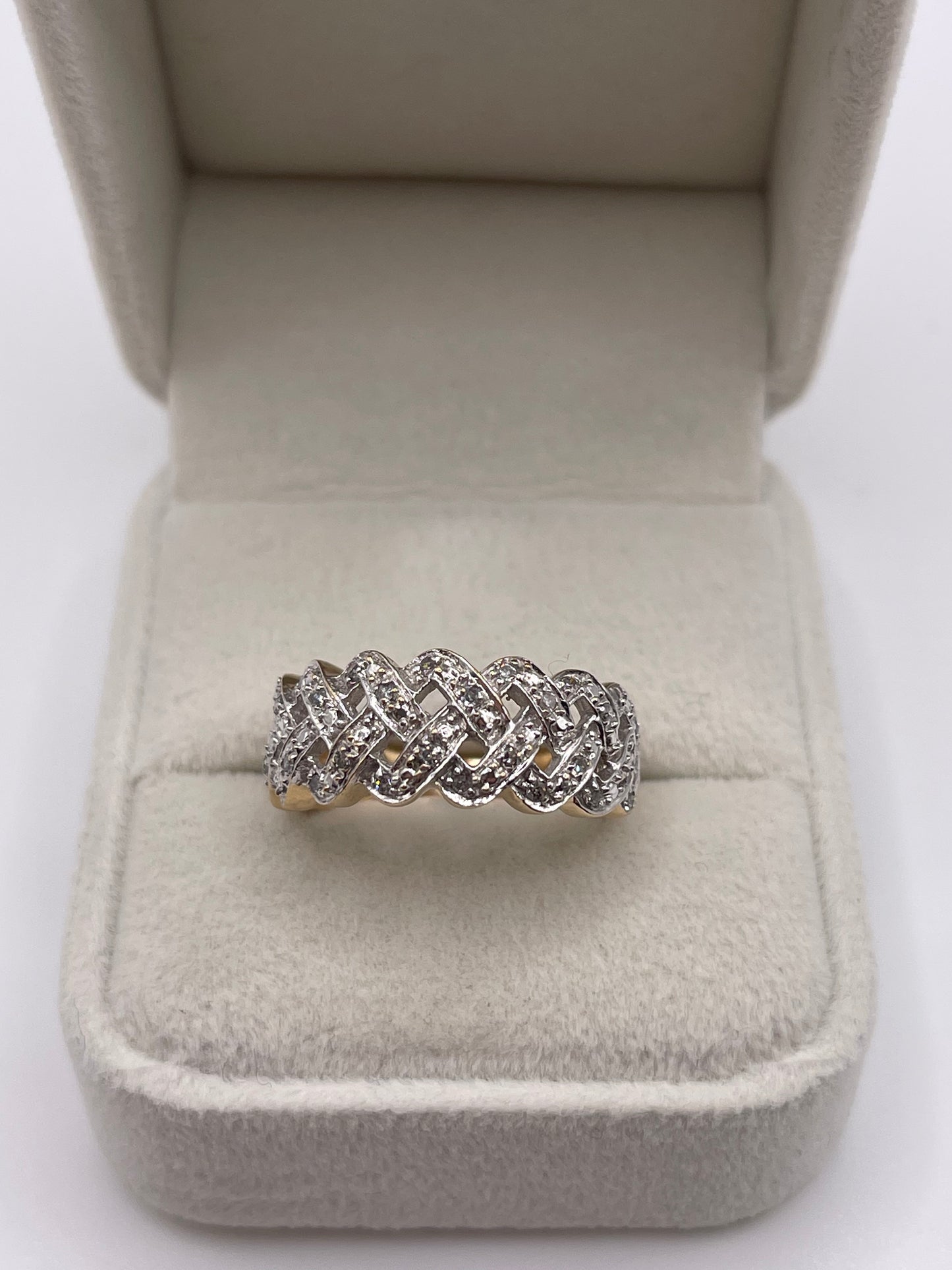 9ct gold diamond knot ring