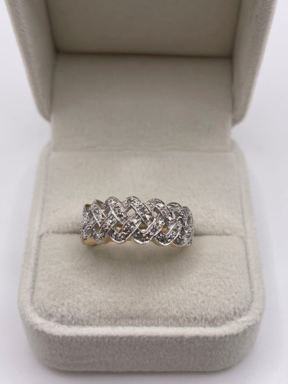 9ct gold diamond knot ring