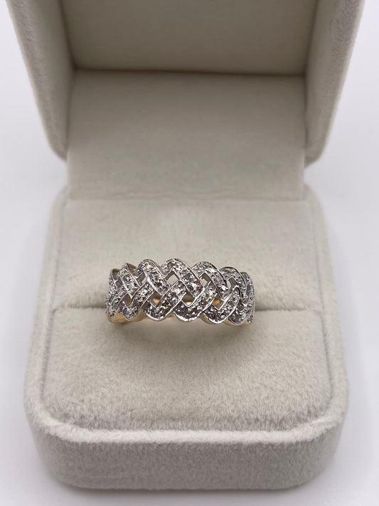 9ct gold diamond knot ring