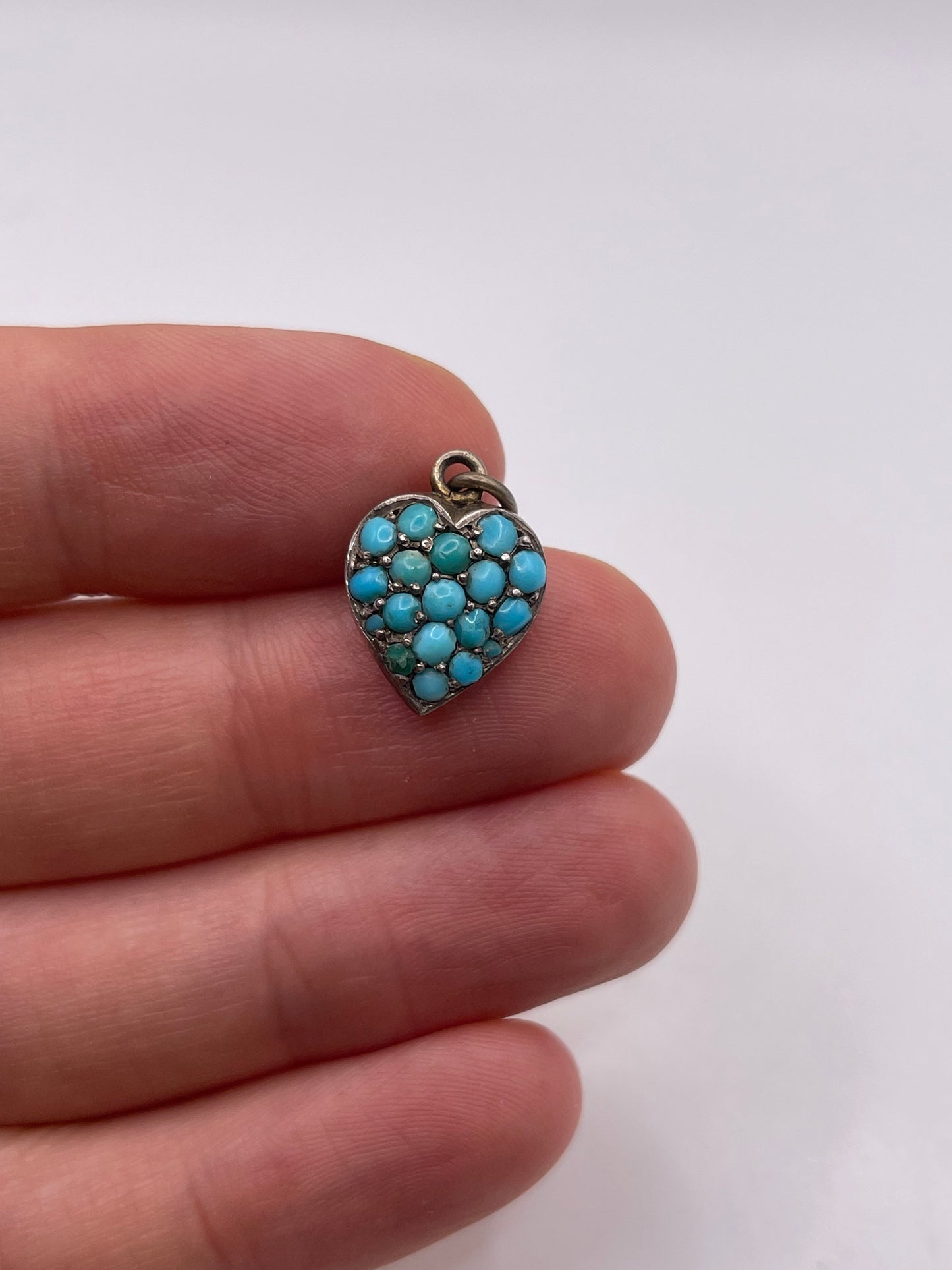 Antique silver turquoise heart pendant