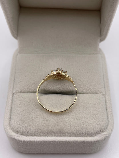 9ct gold coral and pearl ring