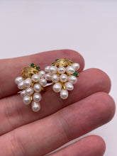 Load image into Gallery viewer, 14ct gold pearl and emerald earrings
