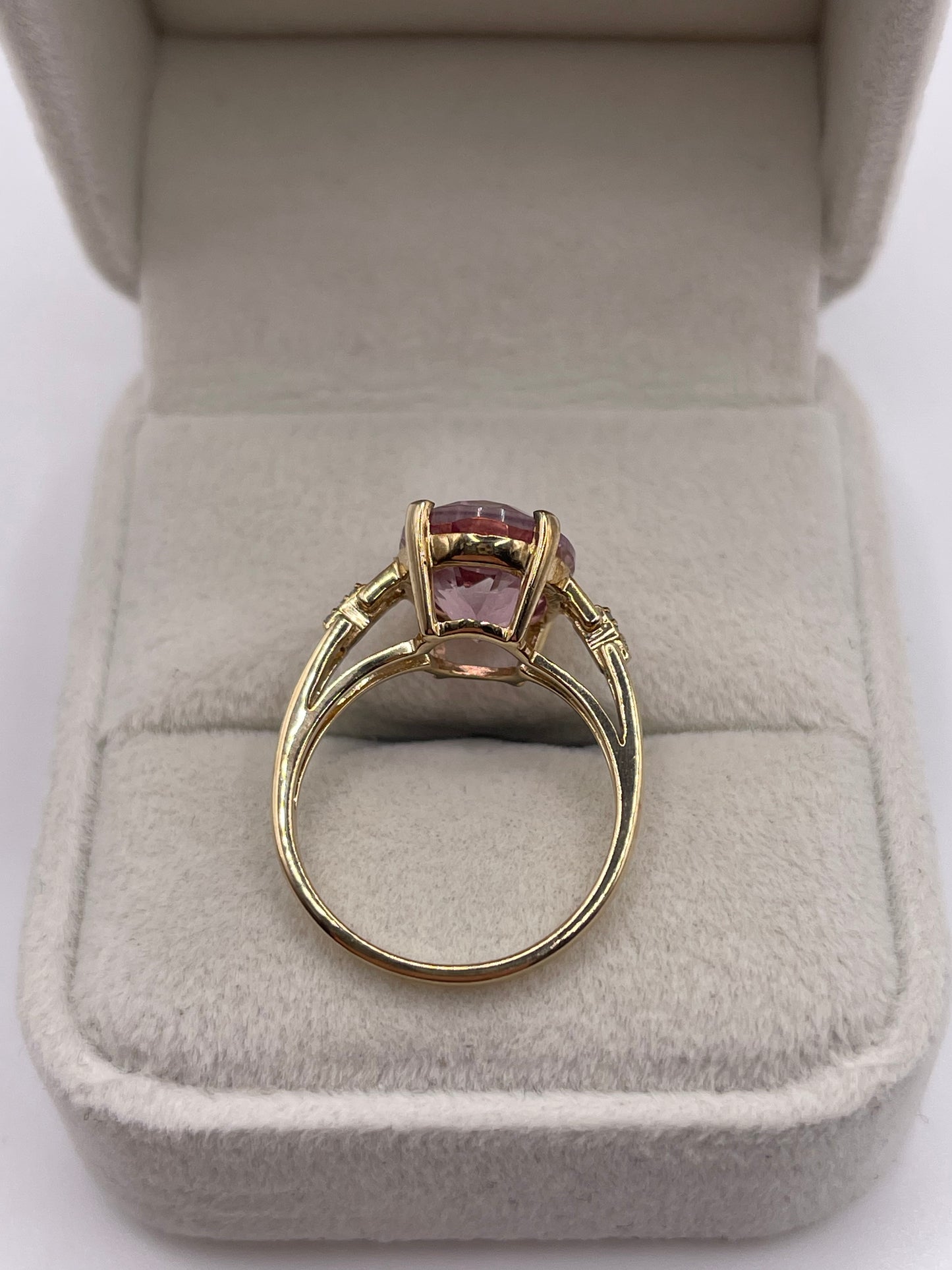 9ct gold pink topaz and diamond ring