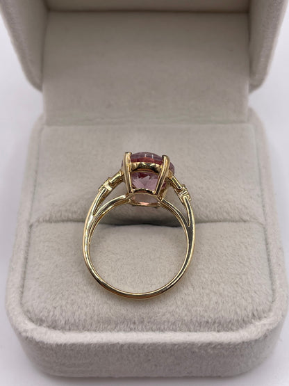 9ct gold pink topaz and diamond ring
