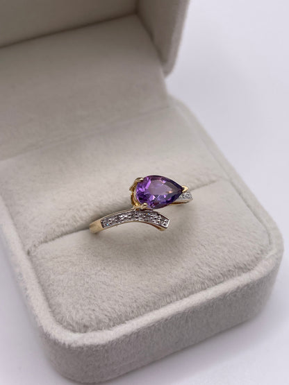 9ct gold amethyst and diamond ring