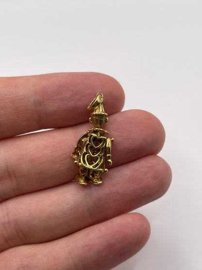 9ct gold articulated clown pendant