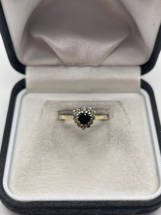 9ct gold sapphire and diamond ring