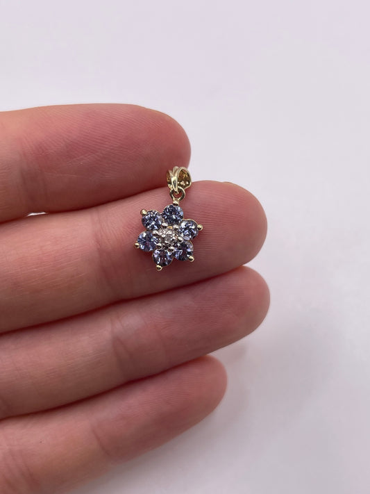 9ct gold tanzanite and diamond pendant