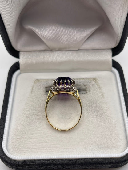 18ct gold amethyst and diamond ring