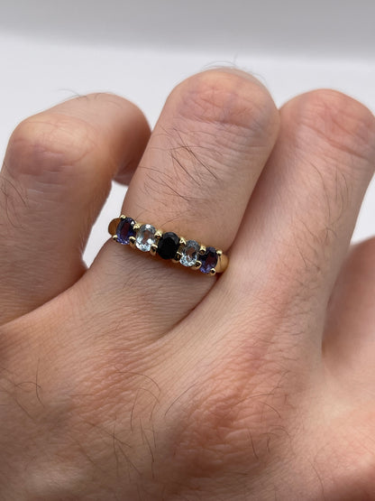 9ct gold multi gemstone ring