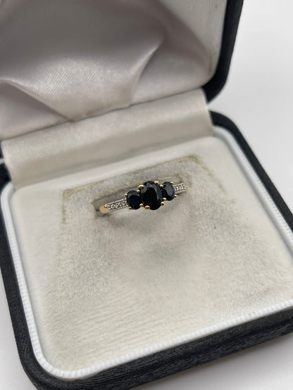 9ct gold sapphire and diamond ring