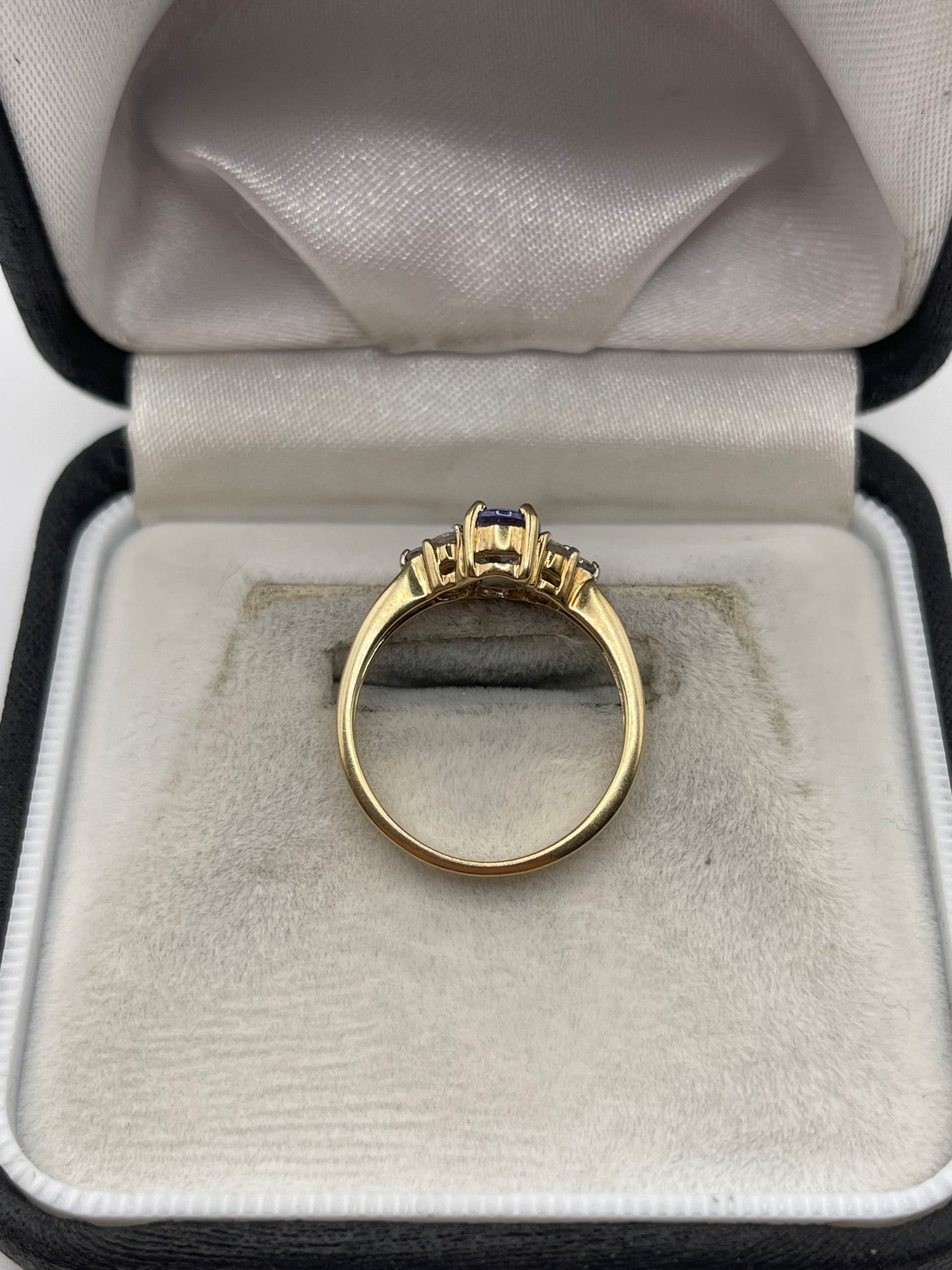 9ct gold tanzanite and zircon ring