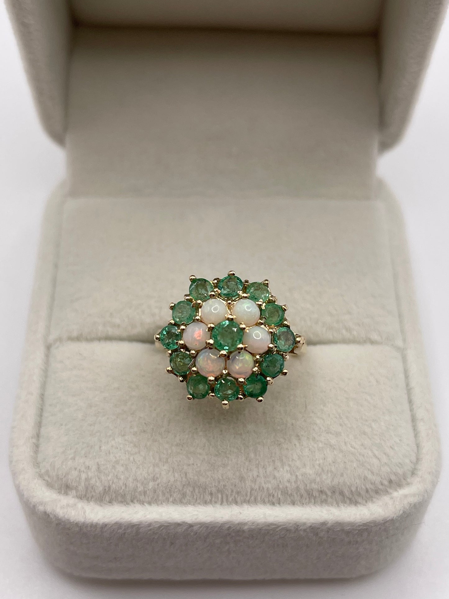 9ct gold opal and emerald ring