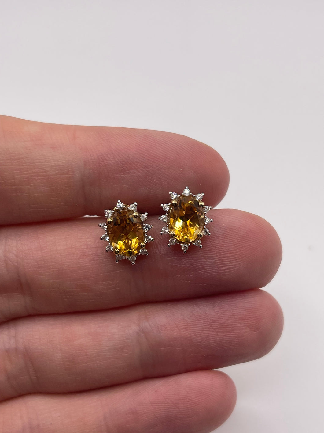 9ct gold citrine and topaz earrings